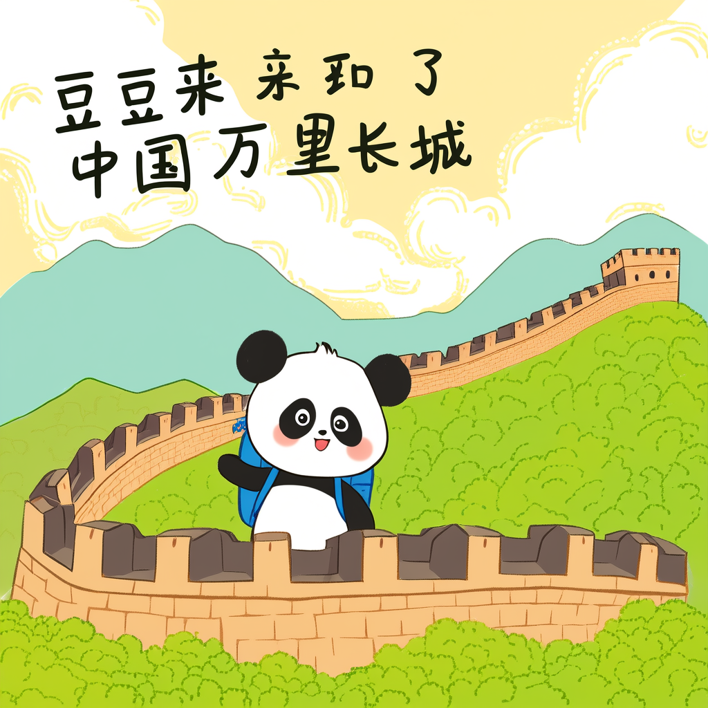 小熊猫豆豆在万里长城